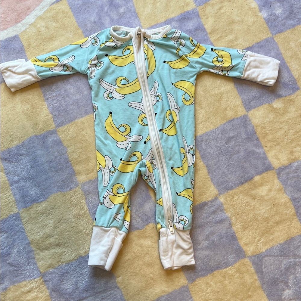 Little Sleepies Light Blue Banana Print Footie